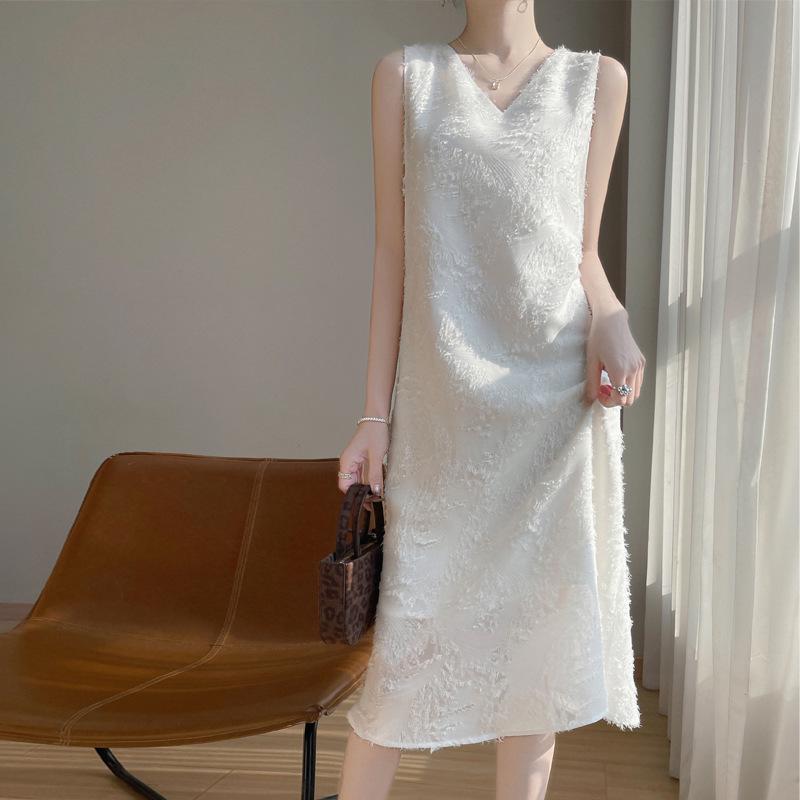 

Silk Satin Women s V-neck Sleeveless Cut-out Midi Dress - Summer 2025 Collection XL