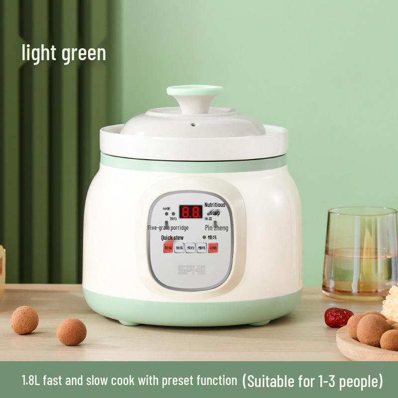 Customized Electric Ceramic Stew Pot - Automatic Baby Food, Soup, and Porridge Cooker светло-зеленый