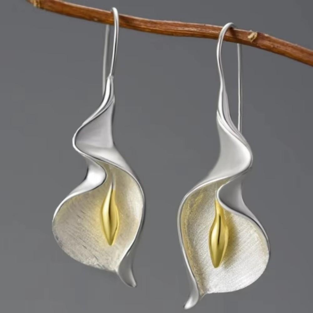 Gold Silver Drop Earrings Lightweight Calla Lily Earrings Fashion Floral Dangle Earrings Women