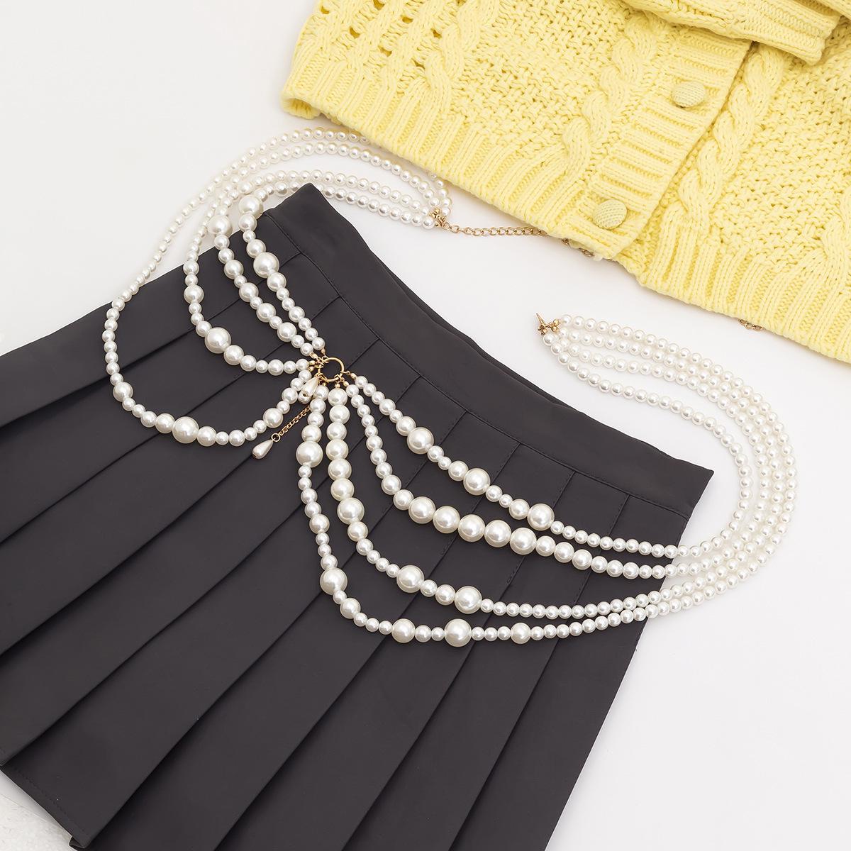 

Винтажный милый многослойный пояс с жемчужными кисточками для платьев и свитеров