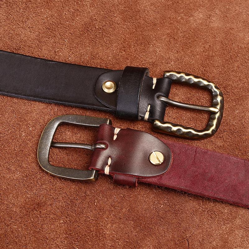 Men's Belt Retro Washed Retro Style Personality Trendy Thickening Genuine Cattlehide Leather Surface All-Match Jeans Belt