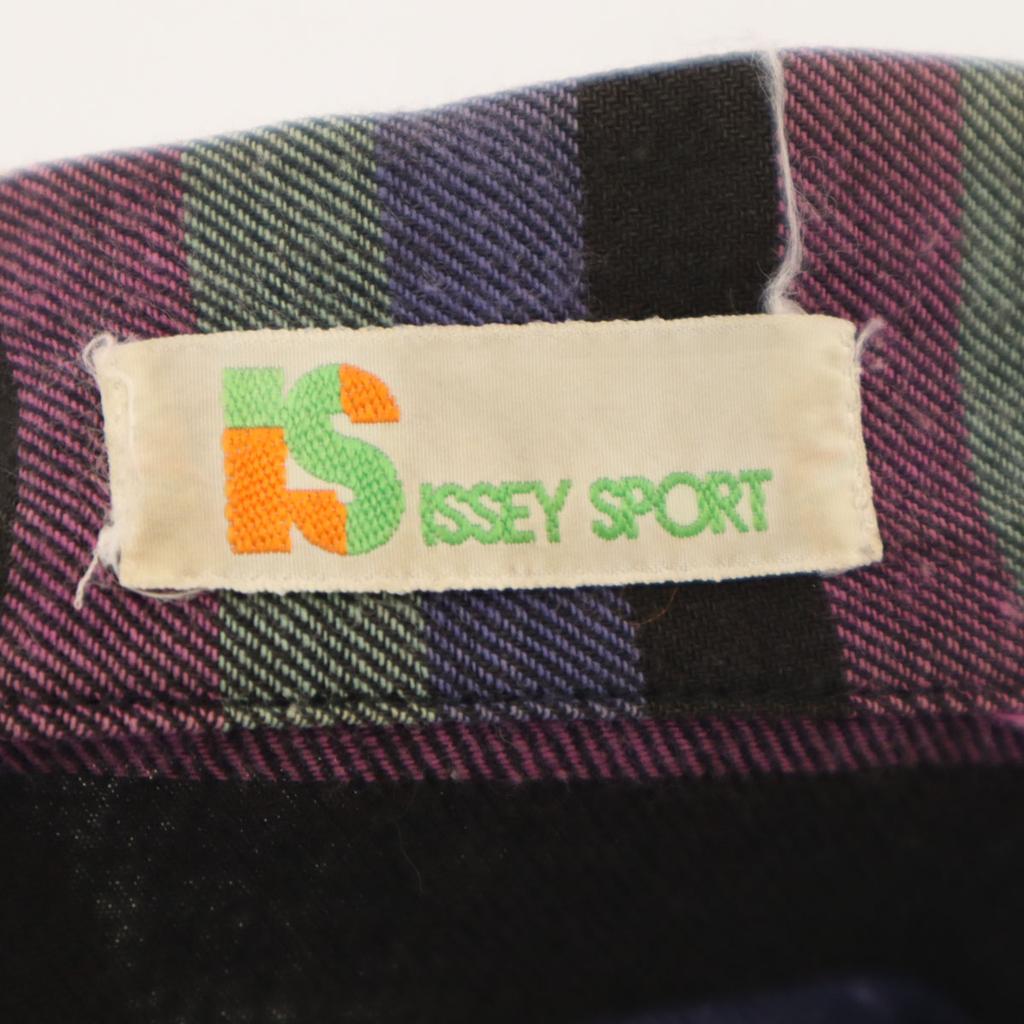 ISSEY SPORT 90s Made In Japan Old Border Pattern Long Sleeve Open Collar Shirt Women Used