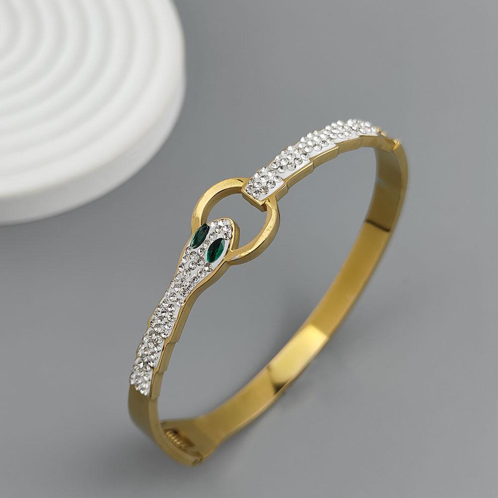 Metal Serpentine Zircon Women s Bracelet, Light Luxury 18k Stainless Steel Jewelry, Gift, Banquet, Personal Use, Accessory 61mm золотой