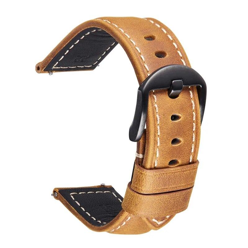

Ремешок из натуральной кожи 20/22/24/26 мм, пряжка из нержавеющей стали, мужской кожаный ремешок в стиле ретро Crazy Horse, аксессуар для часов 22mm