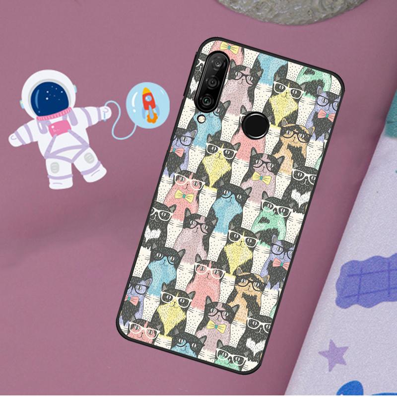 Funny Cat Collage For Huawei Nova 12s 12i 11i 8i Y73 Y72 Y61 Y91 Y90 Y70 Y60 9 10 SE P30 P40 Lite P60 Pro Case