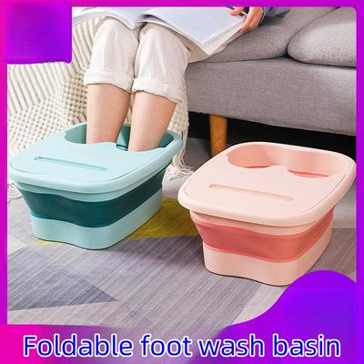 Cubo para remojar los pies, cubo de agua plegable, almacenamiento portátil, para masajes domésticos, preservación de la salud, bañera para pies, lavabo aislado con cubierta para pantorrillas
