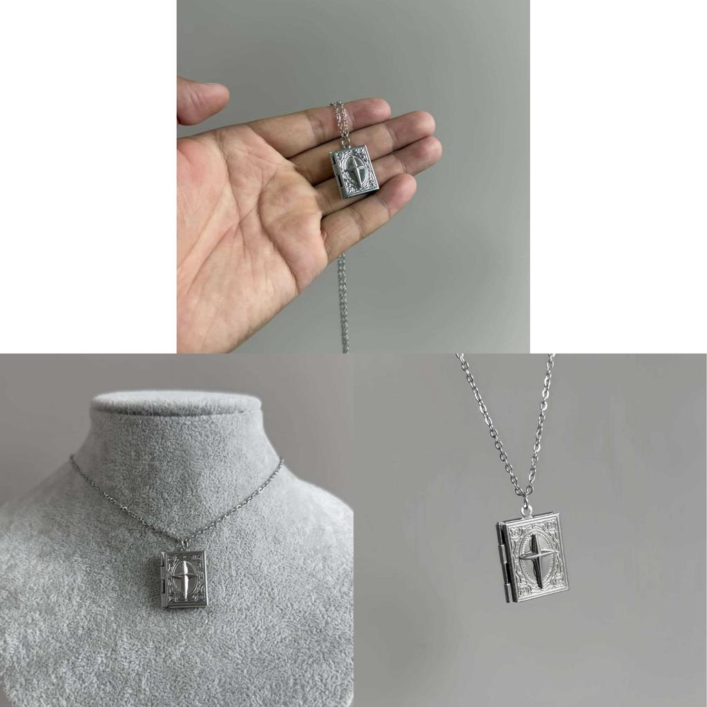 Alloy Cross Pendant Necklace With Photo Box For Women Fashion Jewelry