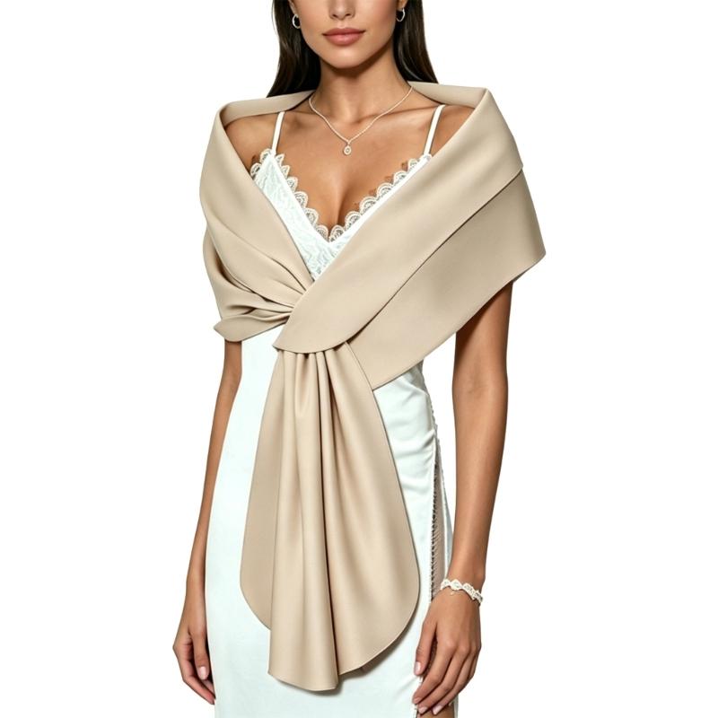 Lång Scarf Enkel Enfärgad Sjal Festlig Elegant Återanvändbar Bröllopssjal för Kvällskläder
