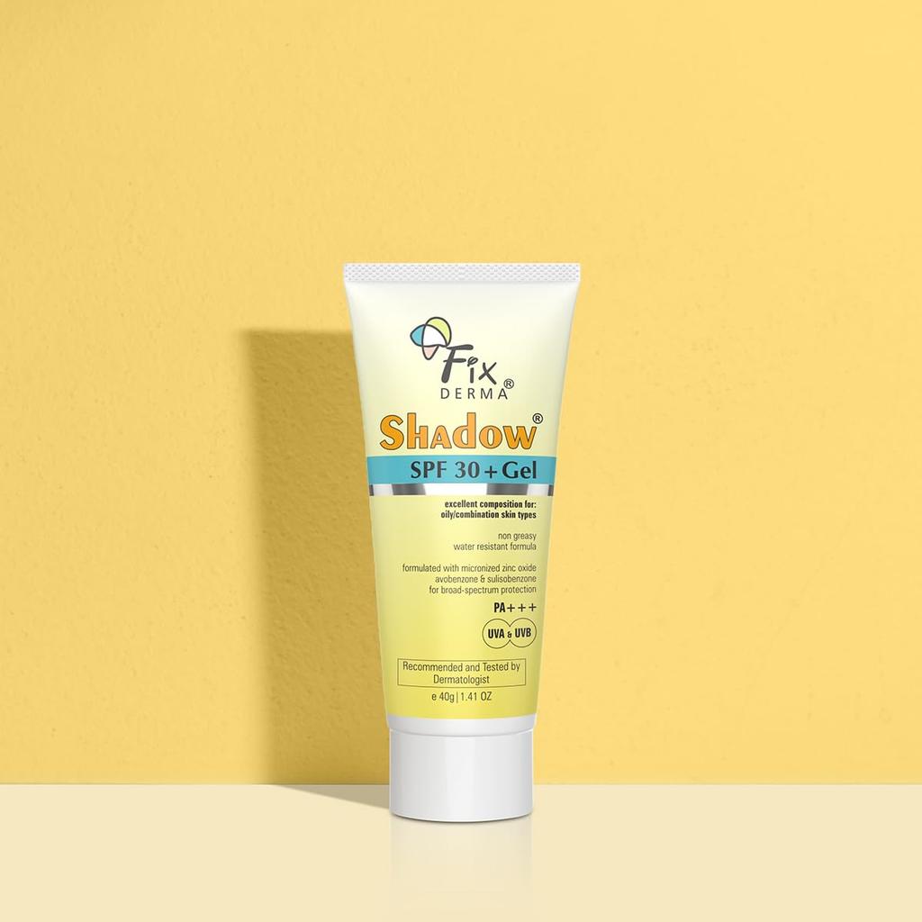Fixderma Shadow Sunscreen SPF 30+ Pa+++ Gel For Oily Skin | Lightweight, Water Resistant, No White Cast | Broad Spectrum Sunscreen Gel For UVA & UV