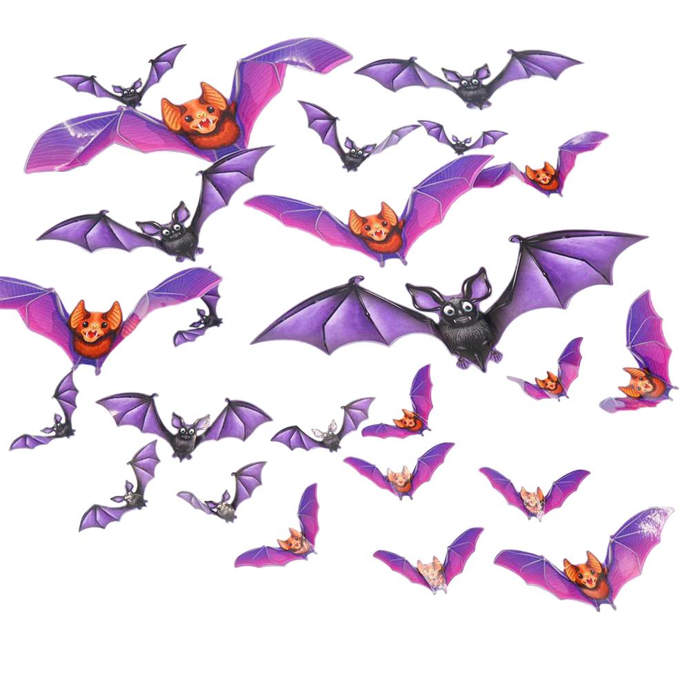 24 ks Halloween 3D samolepky s netopýry Realistické strašidelné samolepky s netopýry Samolepka na zeď Domácí koupelna Vnitřní dekorace