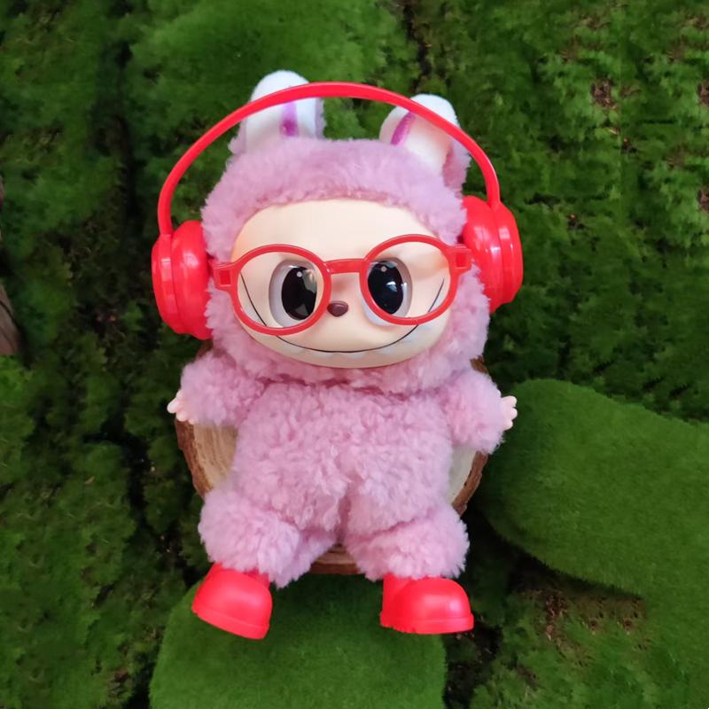 For Labubu Headphones, Shoes and Glasses Set 17cm V2 V3 Plush Doll DIY Decoration Accessories Cute Children's Birthday Gift Toys