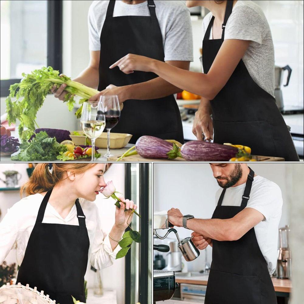 Waterdrop Resistant Adjustable Aprons Black Catering Chef Apron New Bib Apron  BBQ