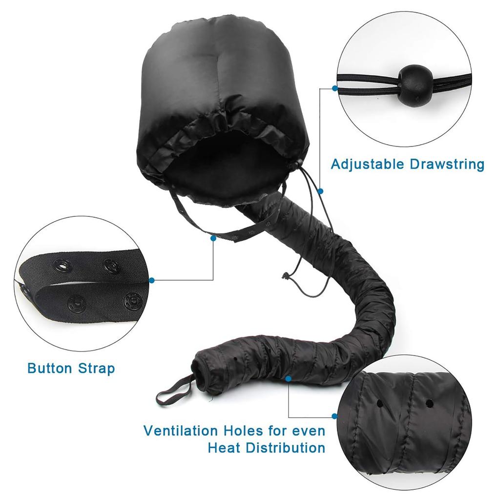 Haube für lockiges Haar, Haarkappe zum Stylen und Trocknen, Diffusor-Aufsatz für lockiges Haar mit schwarzer Tasche, Leicht und tragbar(10 *