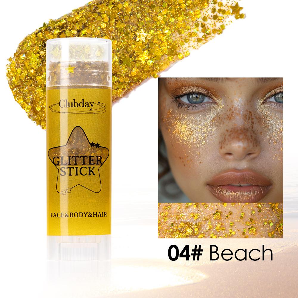 Clubday 6-Color Stage Makeup Eyeshadow Glitter Stick, Long-lasting And Exquisite Shine, Suitable For Face, Body, And Hair.