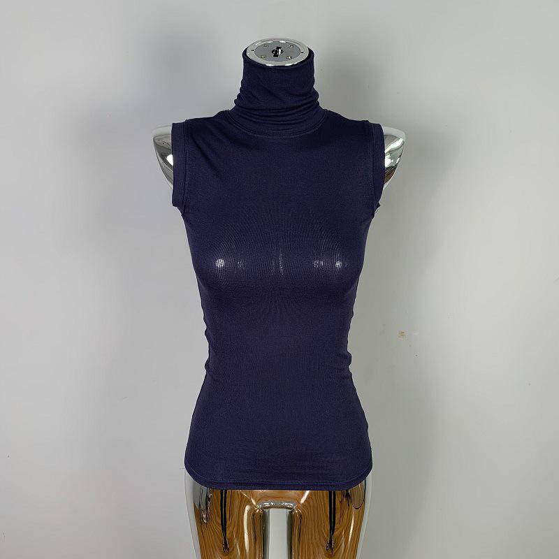 

Женский тонкий, прозрачный жилет без рукавов с высоким воротом от Dongdaemun One Size темно-синий