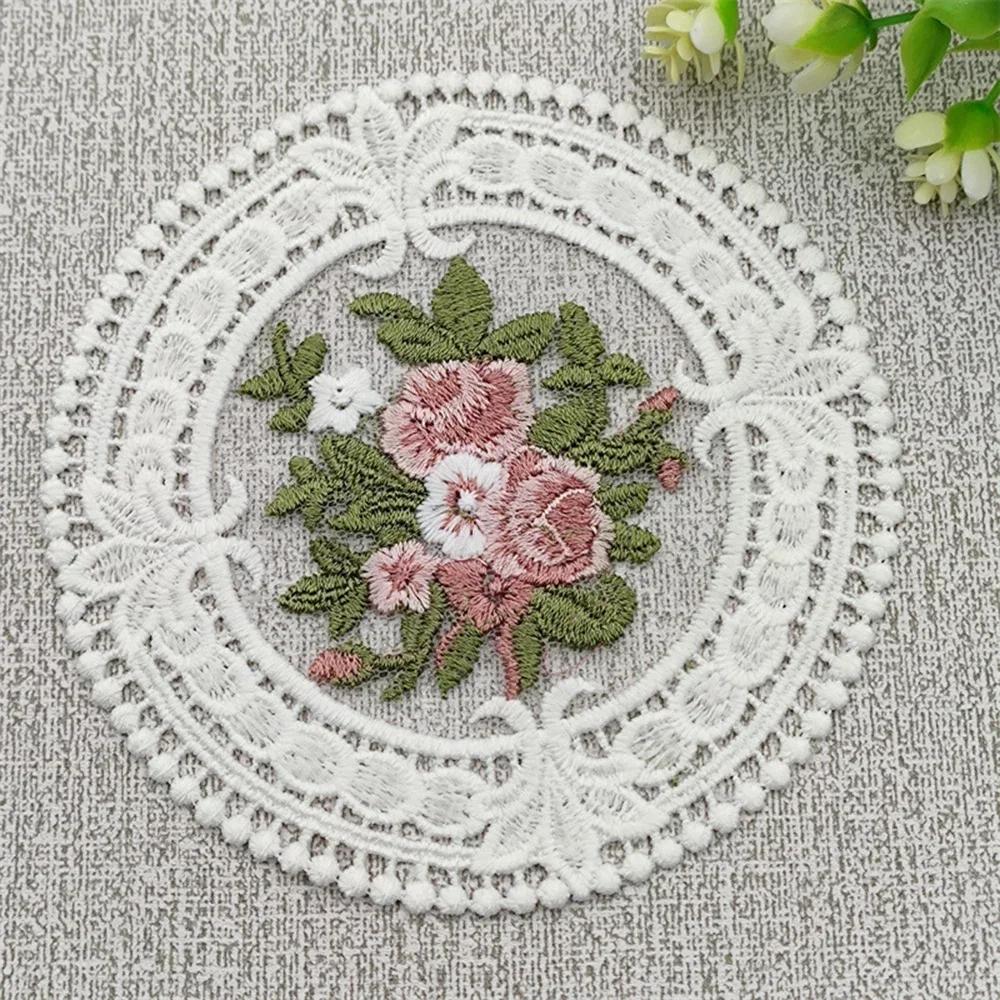 Court Style Vintage Lace Coaster Placemat Embroidery Craft Bowls Coffee Cups Coaster European Style Fabric Anti-Scald Table Mat