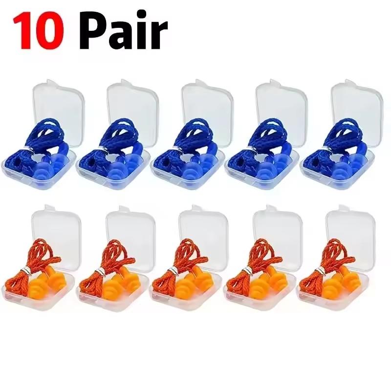 1-10 Pairs Noise Cancelling Silicone Earplugs Reusable Earplug with Rope Waterproof Swimming Rubber Ear Plugs Come with Box