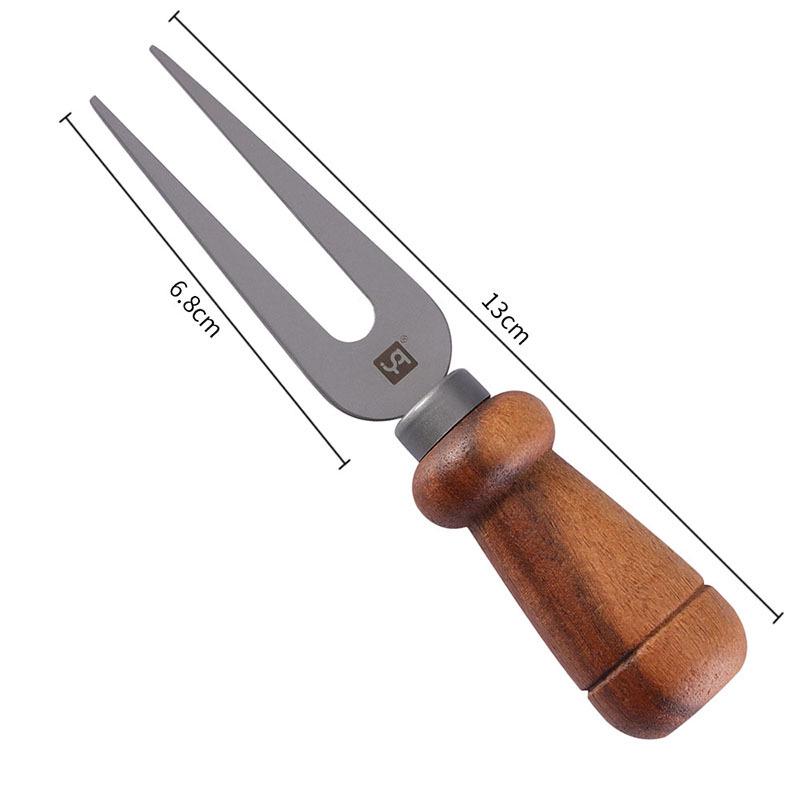 High-Quality Stainless Steel & Acacia Wood Cheese Knife and Fork Set