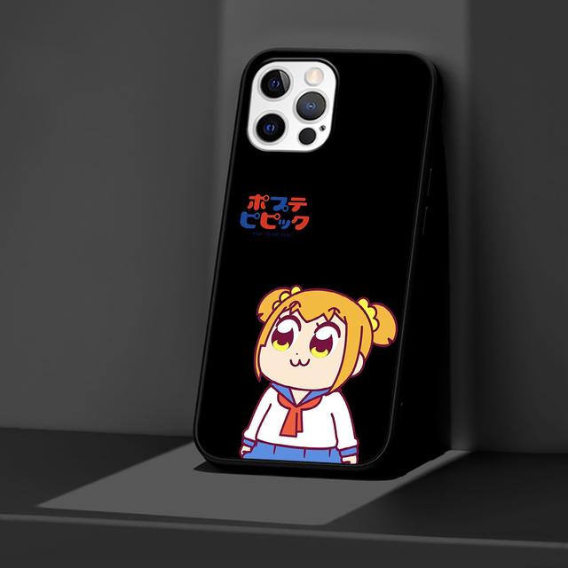 Pop Team Pipi Anime Kılıf Apple Iphone 14 11 13 Mini 12 Pro Max Xr 7 8 +Se 2020 Xs 6 6s Plus 5 5s Siyah Silikon Telefon Kılıfı