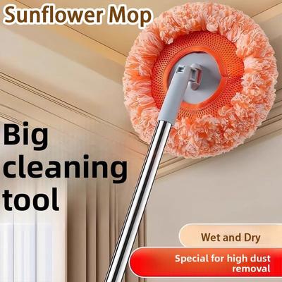 Serpillière Tournesol Humide et Sèche Serpillière Murale Rotative Flexible Serpillière de Sol Durable pour Mur Plafond