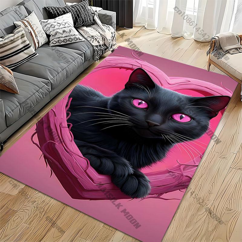 Cat love vibrant pink mood carpet Yoga living room room decor children's crawling mat doormat area rug games mat