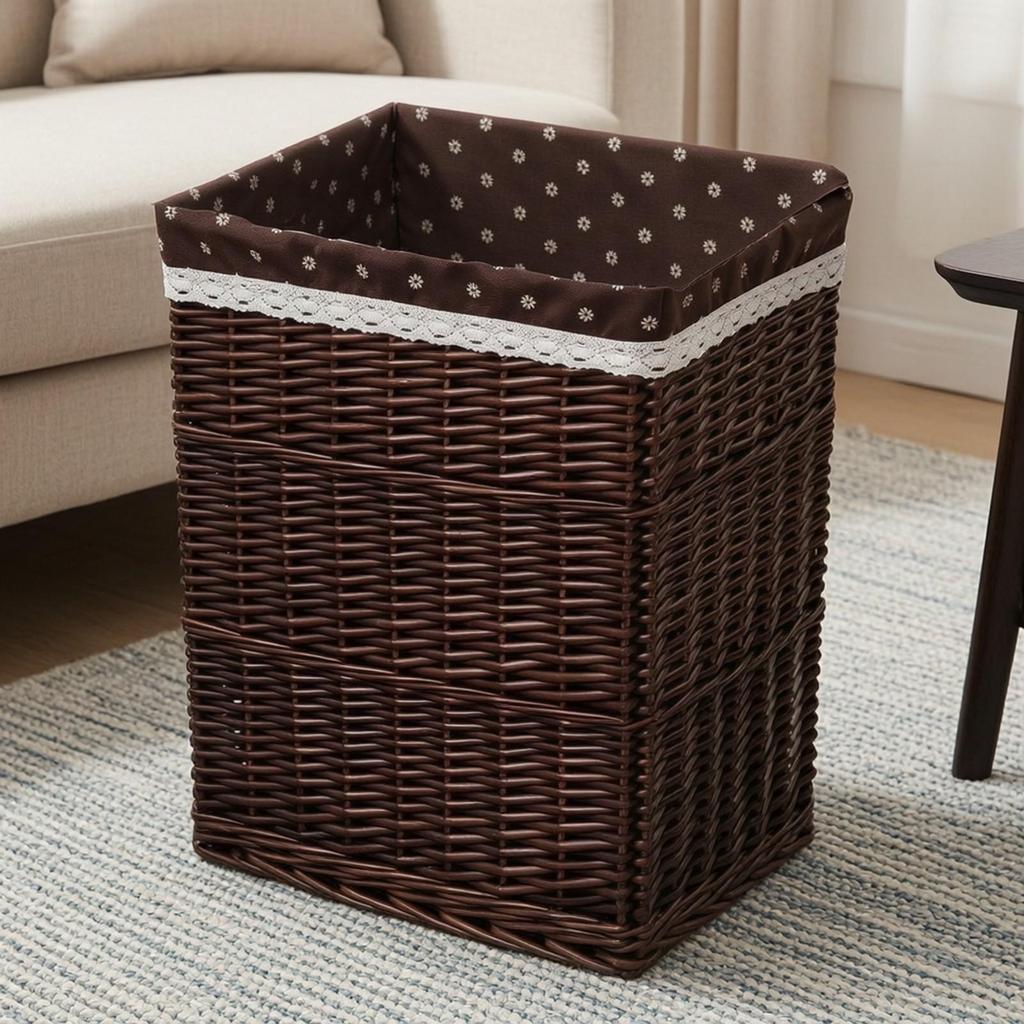 Handwoven Open-Top Wicker Laundry Basket | Decorative, Clothes Hamper, for