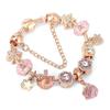 Pan's Rose Gold European Style Princess Crown Heart Pendant Bracelet for Women - DIY Customizable Series.