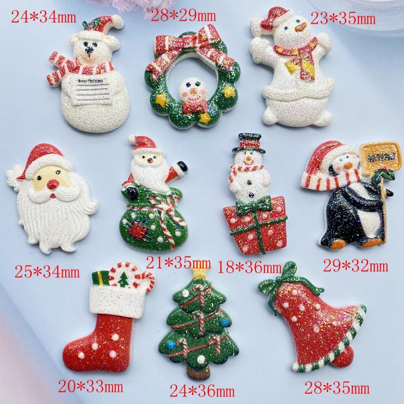 

10Pcs Cute Mixed Shining Christmas series Flat back Resin Cabochons Scrapbooking DIY Jewelry Craft Decoration Accessories E96