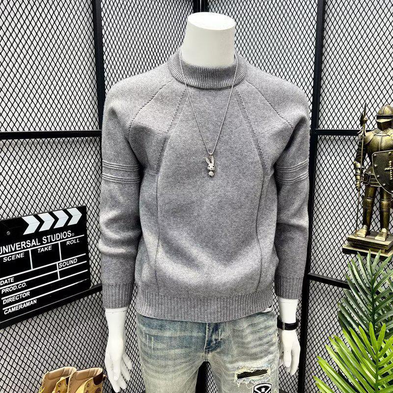 

Men s Trendy Retro Solid Color Long-Sleeve Knitted Pullover Sweater - Versatile Casual Feel 3XL сірий колір