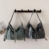 New retro trendy cool denim tote bag fashion high temperament student leisure class commuter messenger bag