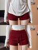 Women's Red Spicy Girl Yoga Shorts - Low-Waist, Slimming, Drawstring, Hip-Hugging Summer 2025