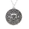 Aztec Coin Skull Sun Necklace Inspired by Pirates of the Caribbean Movie Fantasy Medallion Charm Fancy Dress Pendant