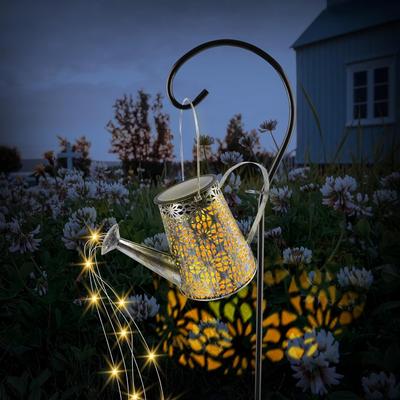 Iron Retro Garden Landscape Lights Solar Lanterns Watering CanOutdoor Watering Can Water Lawn Light 36LED Kettle String Light