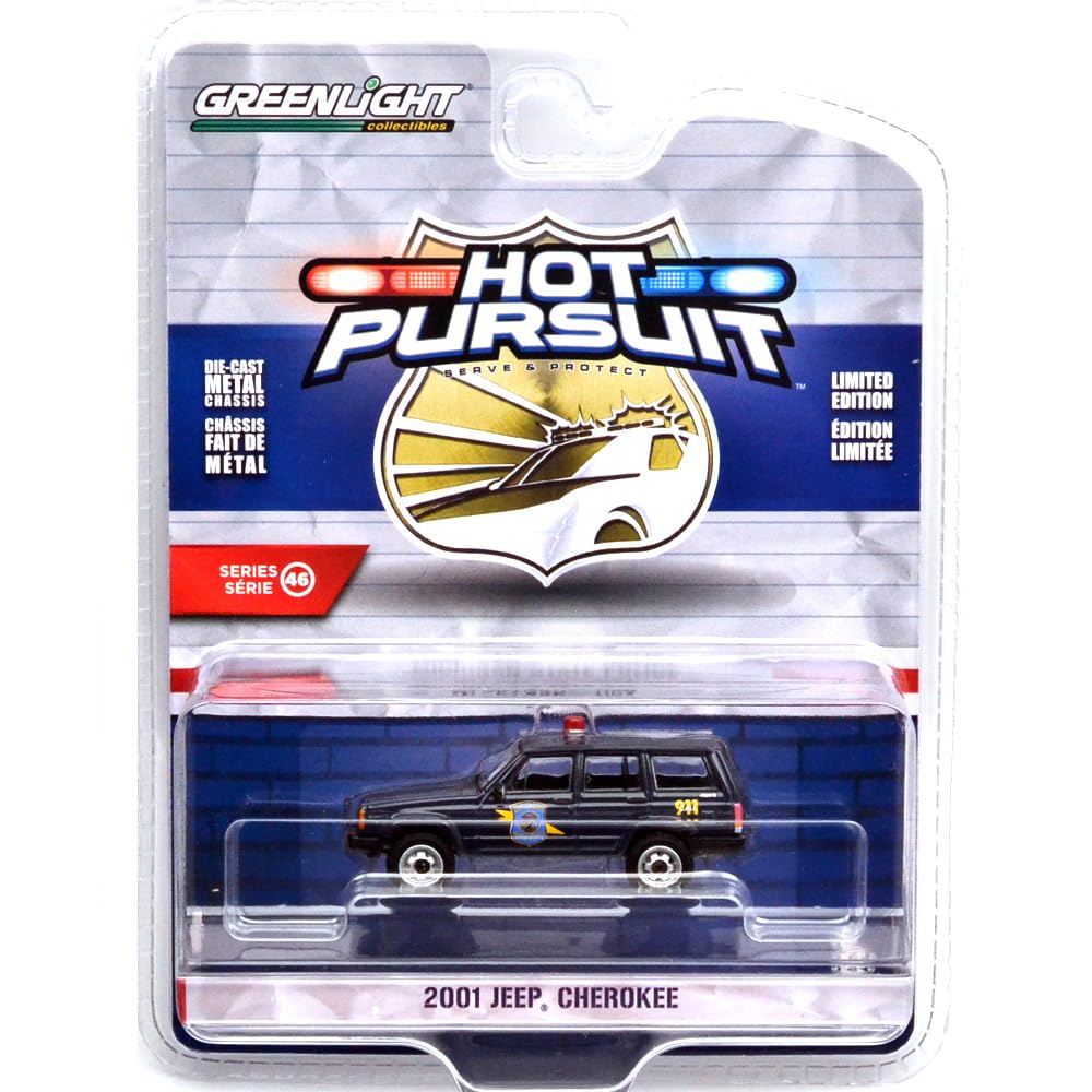 Greenlight HOT PURSUIT SERIES 46 2001 JEEP CHEROKEE MICHIGAN STATE POLICE 1/64