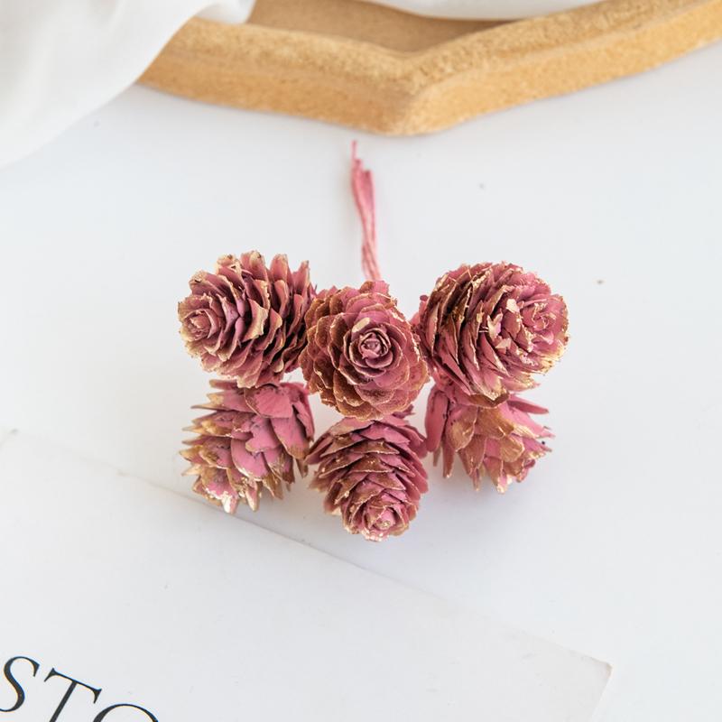 Artificial Plants Golden Fake Pinecone For Christmas Tree Decoration Wreaths Accessory Diy Wedding Home Decor Mini Bouquet