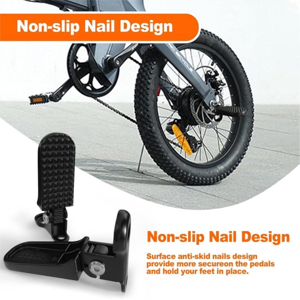 Bicycle Rear Pedal for Electric Bike Foldable Design Aluminum Alloy Material Anti Slip Pattern Wide Application