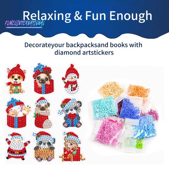 1 Set Diamant-Malerei-Aufkleber zum Selbermachen, Cartoon-Muster, Weihnachten, Strass-Aufkleber-Set für Urlaubsdekoration