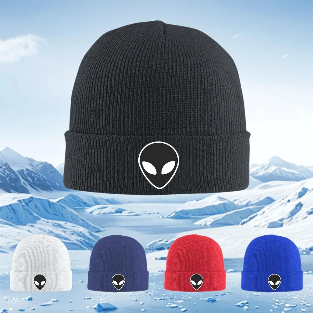Alien Head with Eyes In White Color Unisex Women Unisex Knitted Hat Beanie Pullover Cap Winter Thermal Warm Christmas Outdoor Cycli