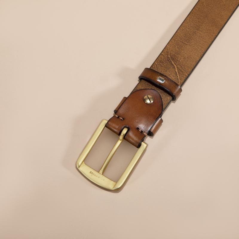 First layer scalper leather belt men's retro pin buckle casual versatile men's first layer cowhide belt