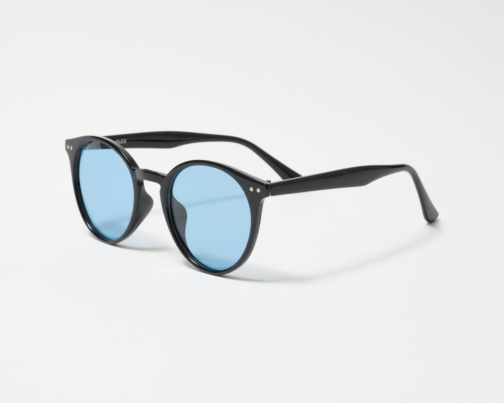 Classic Round Sunglasses with Photochromic and Polarized Lenses Black Brand Popular Stylish Fashion Glasses UV Protection [Flex] (F L Blue-dark