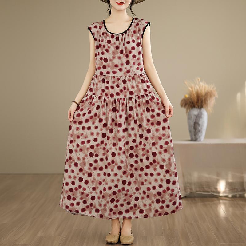 Elegant Women's Summer Dress Plus Size Casual Loose Sleeveless Long Dress Female Vintage Clothes