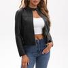Casual Leather Jacket for Women, Stylish European-American Style, Suitable for Spring and Autumn.