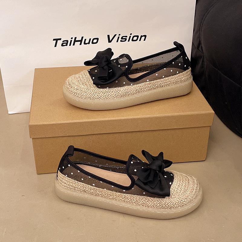 Evening Wind Single Shoes Women's 2025 New Spring and Summer One-pedal Loafer Fisherman Shoes Thick-soled Breathable Mesh Doudou Shoes