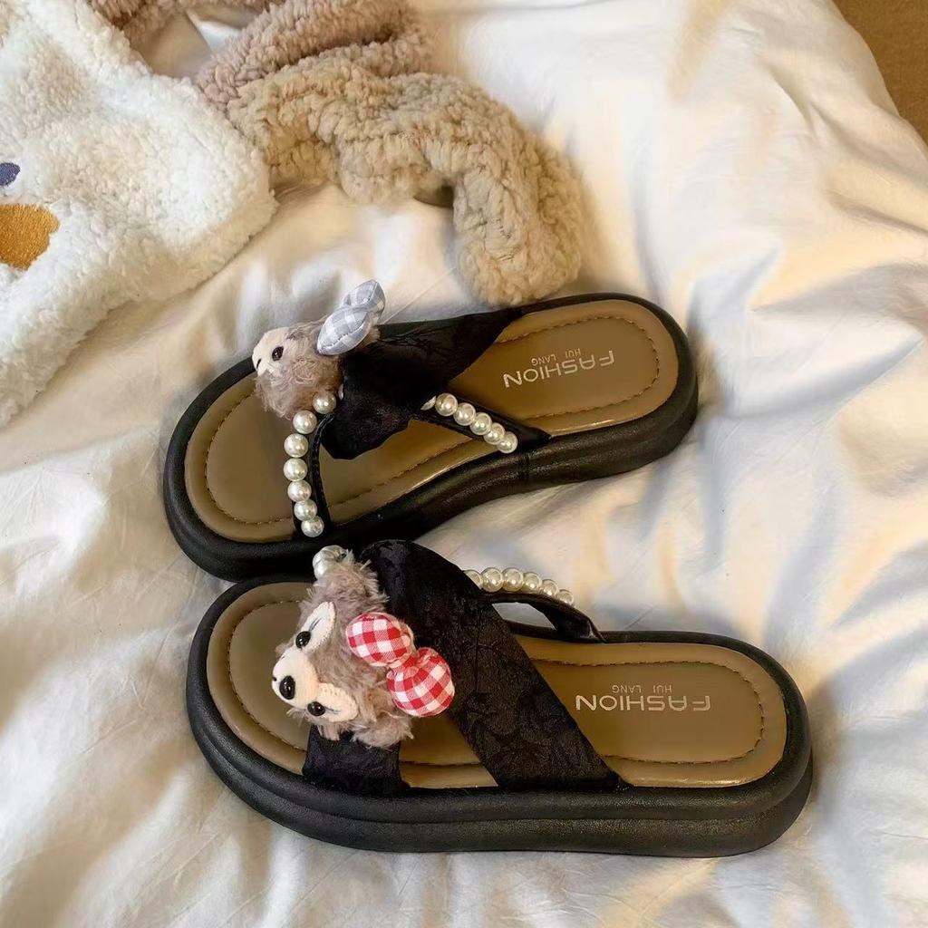 Cute Cartoon Shirley Mei Flip-flops Women 2025 Summer New Versatile and Comfortable Fashion Beach Cool Slippers