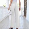 Damen lockere und lässige High-Waist gerade geschnittene Hose