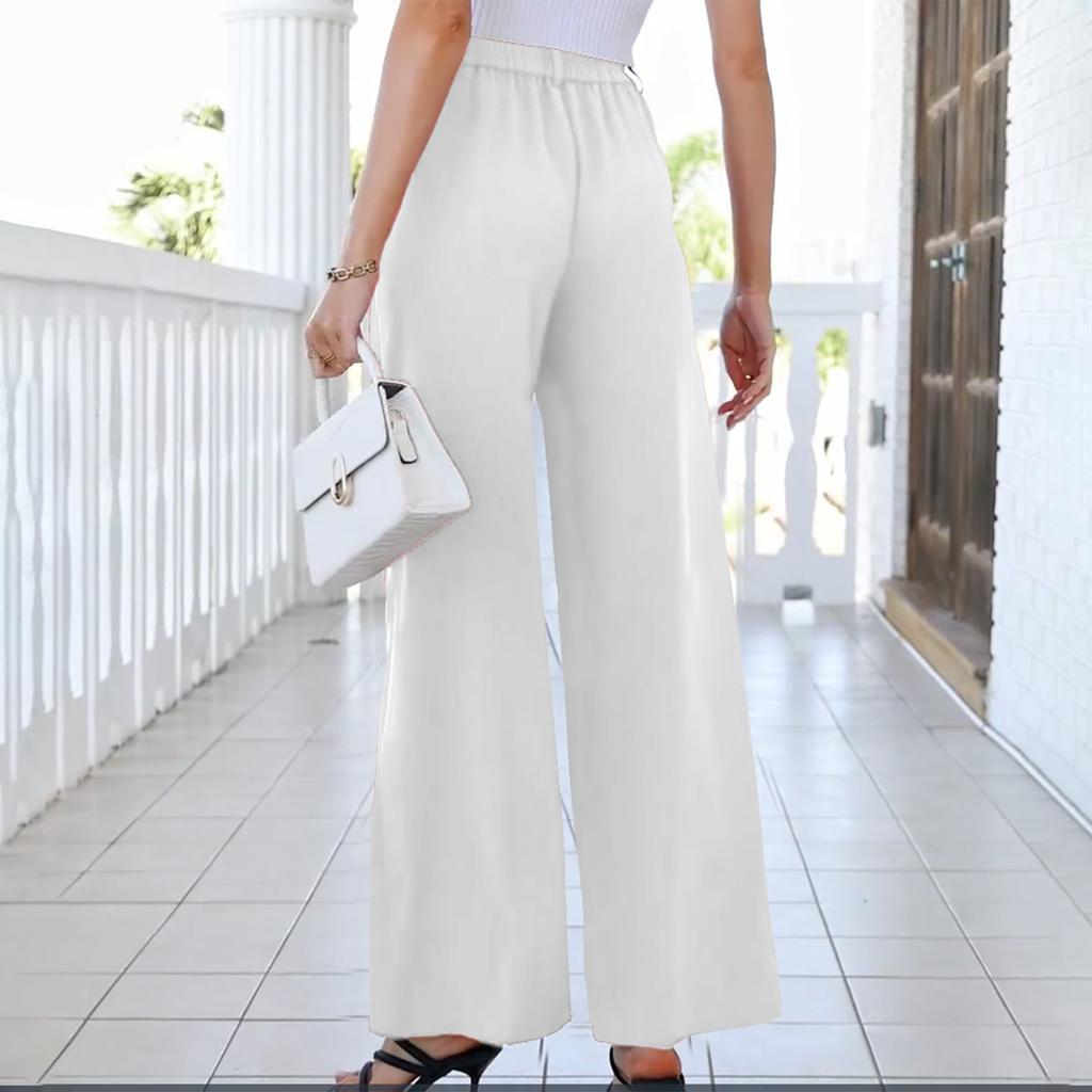 Damen lockere und lässige High-Waist gerade geschnittene Hose