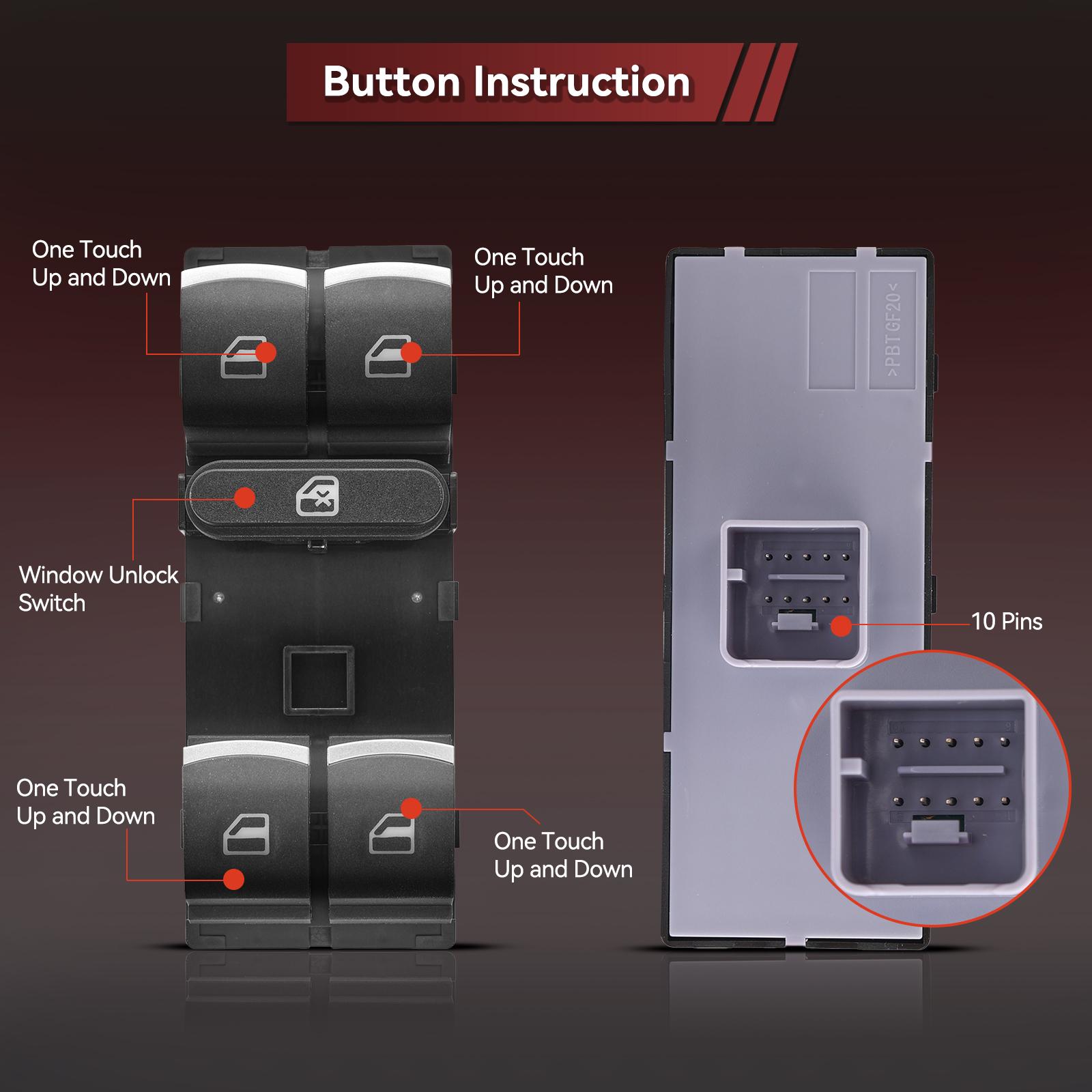 Автомобильная электрическая кнопка переключения главного окна для VW Jetta Golf MK5 MK6 — фото 4