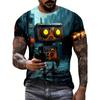 Cool Robot Pattern Men's T-Shirt Fashionable Colorful 3D Print Casual Short Sleeve Crew Neck Streetwear Top