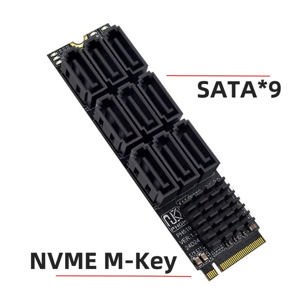 Cablecc 6Gbps NVMe M-Anahtar PCI Express NGFF M.2-9 Port SATA 3.0 Adaptör Dönüştürücü Sabit Disk Genişletme Kartı 2280 NAS Bilgisayarlar İçin