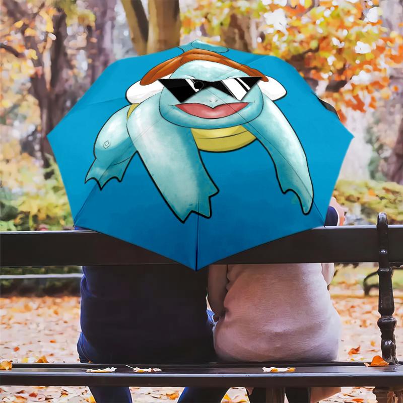 Cute Squirtle pattern, automatic folding umbrella, portable and foldable design, 8 ribs, a Christmas or birthday gift.